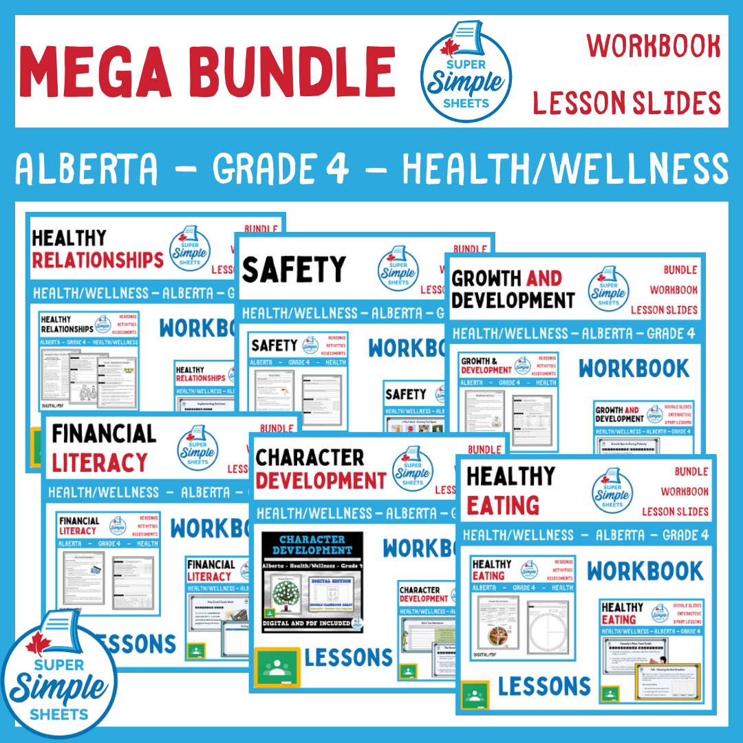 Alberta - Grade 4 - Health and Wellness - Lessons/Workbook Mega Bundle