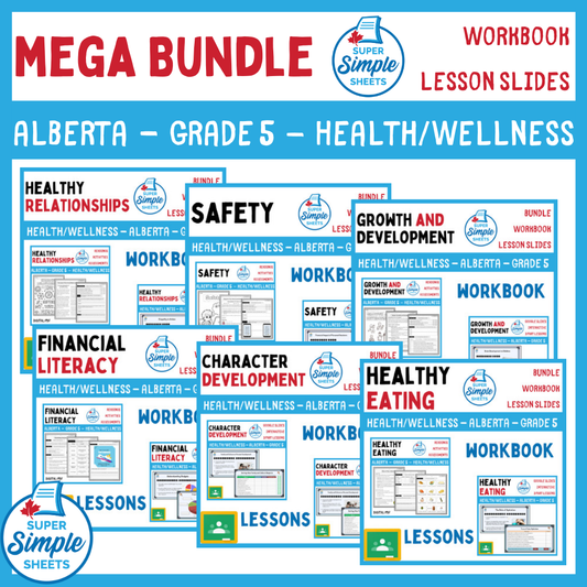 Alberta - Grade 5 - Health and Wellness - Lessons/Workbook Mega Bundle