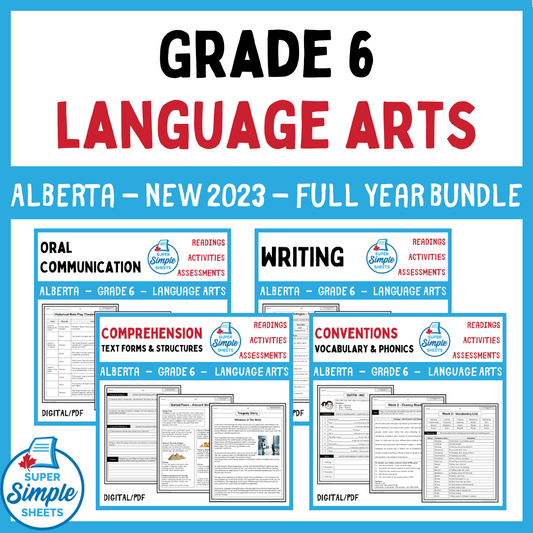 Alberta Grade 6 Language Arts ELA - FULL YEAR BUNDLE - NEW 2023 Curriculum