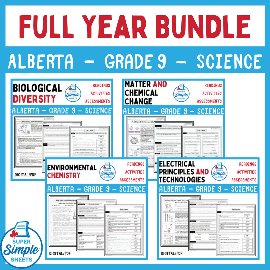 Alberta Grade 9 Science - FULL YEAR BUNDLE