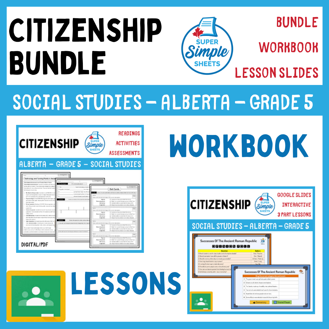 Citizenship Unit - Grade 5 - Alberta Social Studies - Lesson/Workbook Bundle