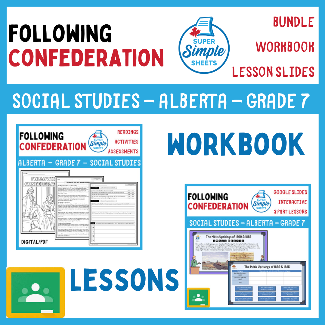 Following Confederation - Alberta Social Studies Grade 7 Lesson/Workbook Bundle