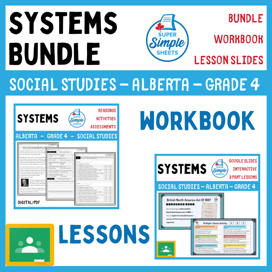 Systems Unit - Grade 4 - Alberta Social Studies - Lesson/Workbook Bundle
