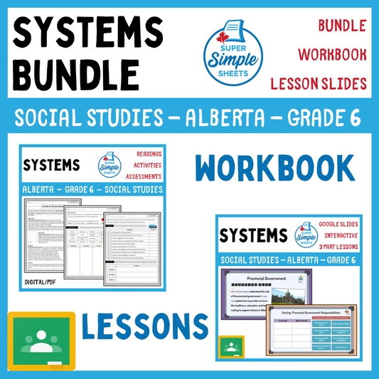 Grade 6 - Systems - Alberta New 2025 Social Studies - Lesson/Workbook Bundle