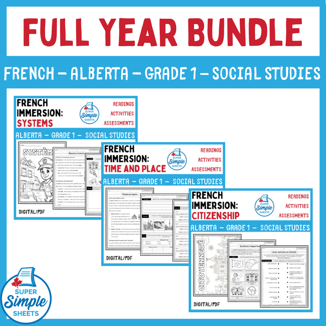 Alberta - Grade 1 Social Studies - French Immersion - FULL YEAR BUNDLE