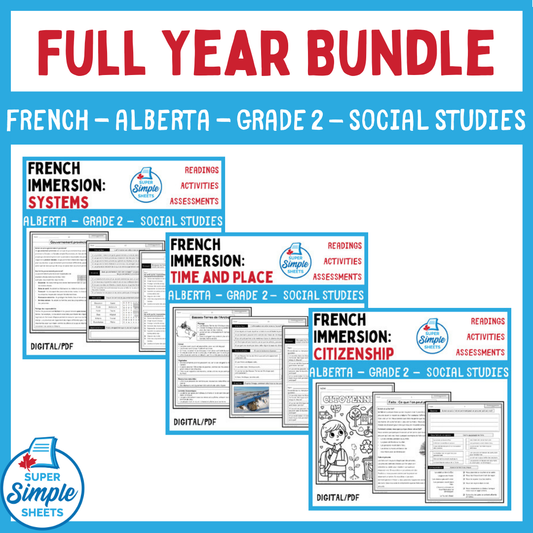 Alberta - Grade 2 Social Studies - French Immersion - FULL YEAR BUNDLE