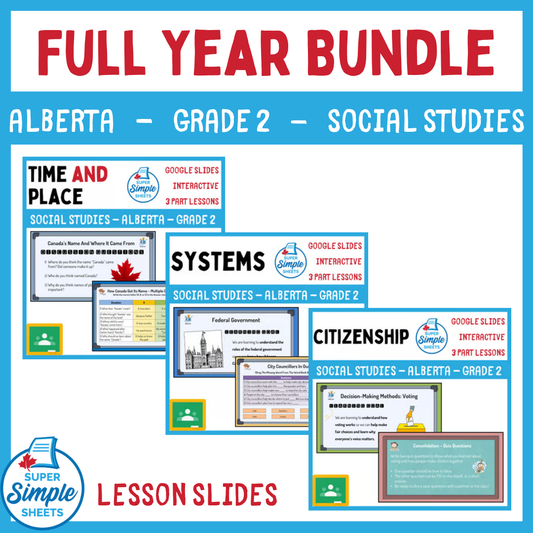Alberta - Grade 2 - Social Studies - Google Lesson Slides - Full Year Bundle