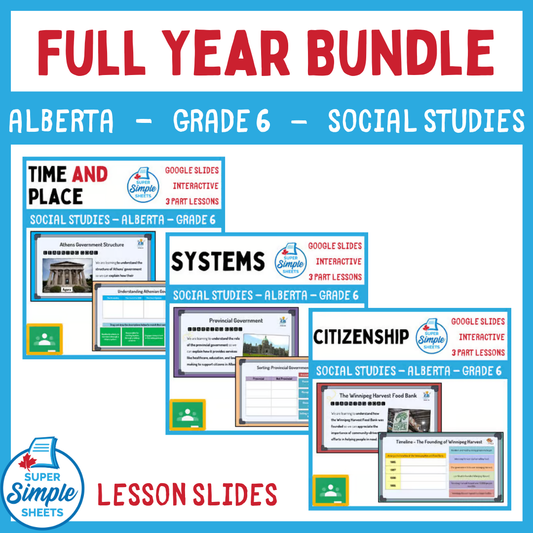 Grade 6 - Alberta 2025 Social Studies - Google Lesson Slides - Full Year Bundle
