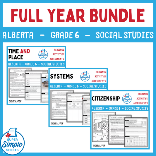 Grade 6 - Alberta - New Finalized 2025 Social Studies - FULL YEAR BUNDLE