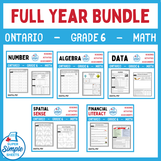 Grade 6 - Full Year Math Bundle - Ontario New 2020 Curriculum