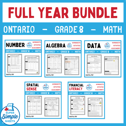 Ontario Grade 8 Math Full Year Bundle