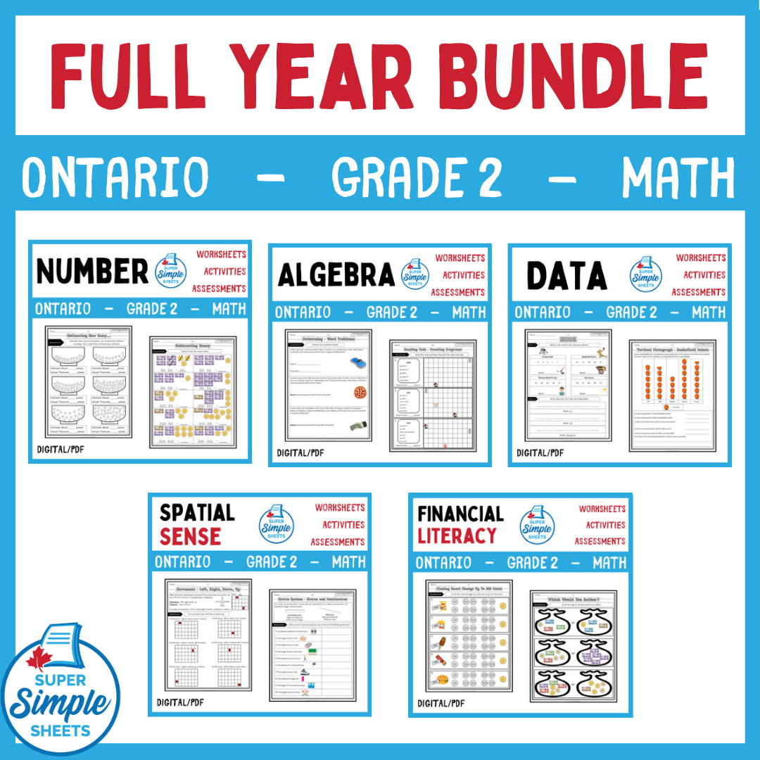 Grade 2 - Full Year Math Bundle - Ontario New 2020 Curriculum