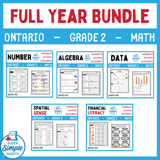 Grade 2 - Full Year Math Bundle - Ontario New 2020 Curriculum