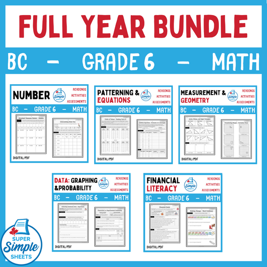 BC Grade 6 Math Full Year Bundle