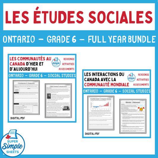Ontario Grade 6 Social Studies FRENCH Full Year Bundle
