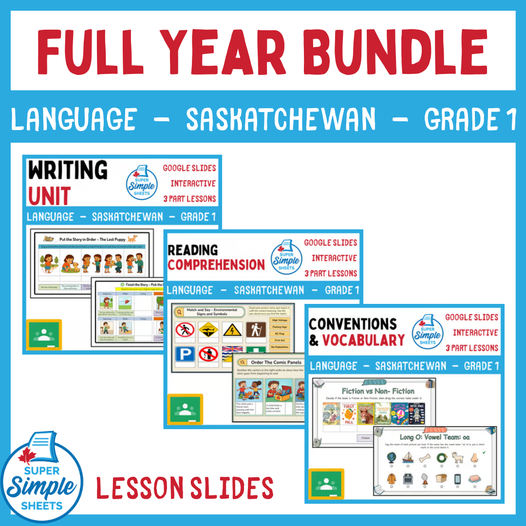 Grade 1 - Saskatchewan Language - Google Lesson Slides - Full Year Bundle