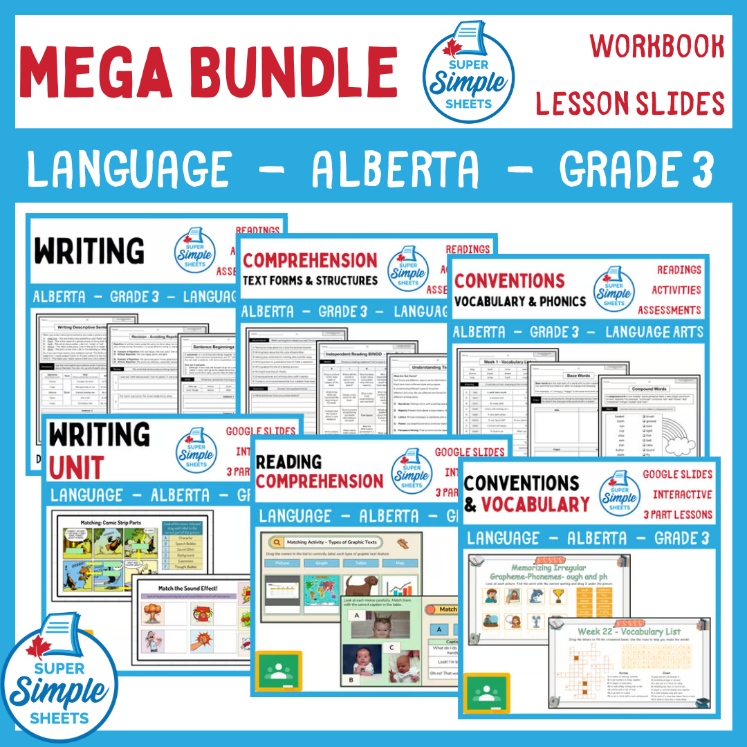 Grade 3 - Alberta Language - Lessons/Workbook Mega Bundle