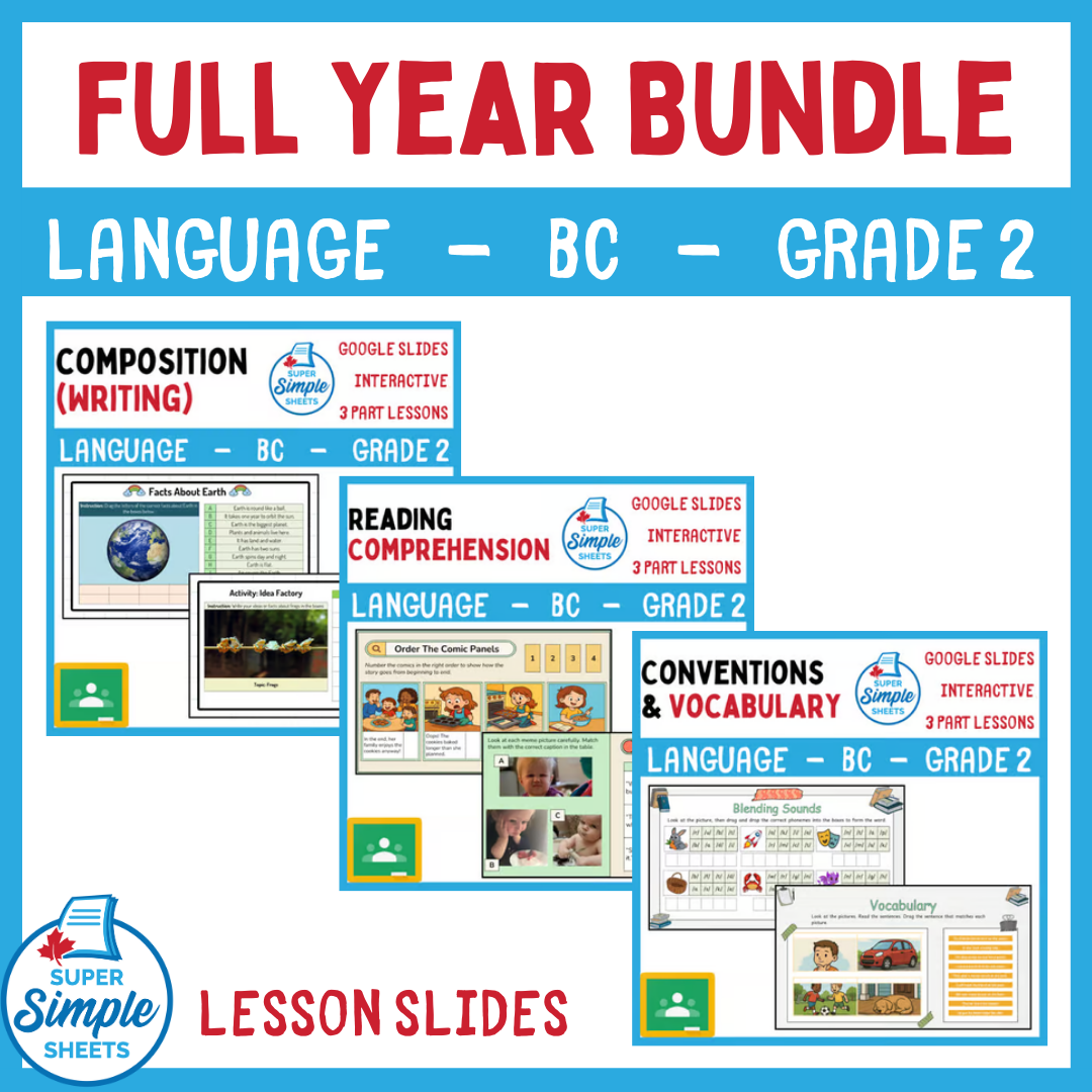 Grade 2 - BC Language - Google Lesson Slides - Full Year Bundle