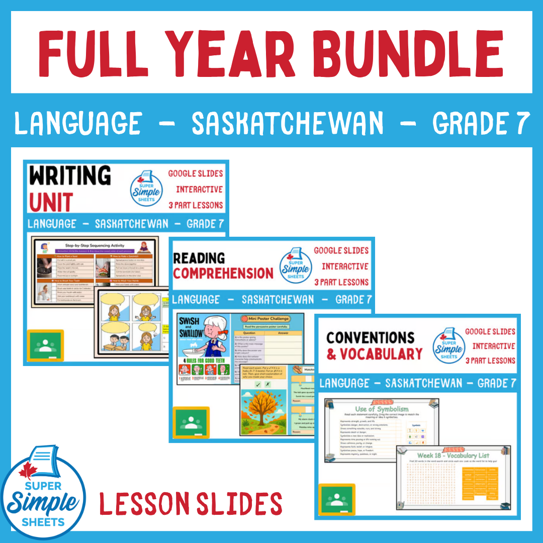 Grade 7 - Saskatchewan Language - Google Lesson Slides - Full Year Bundle