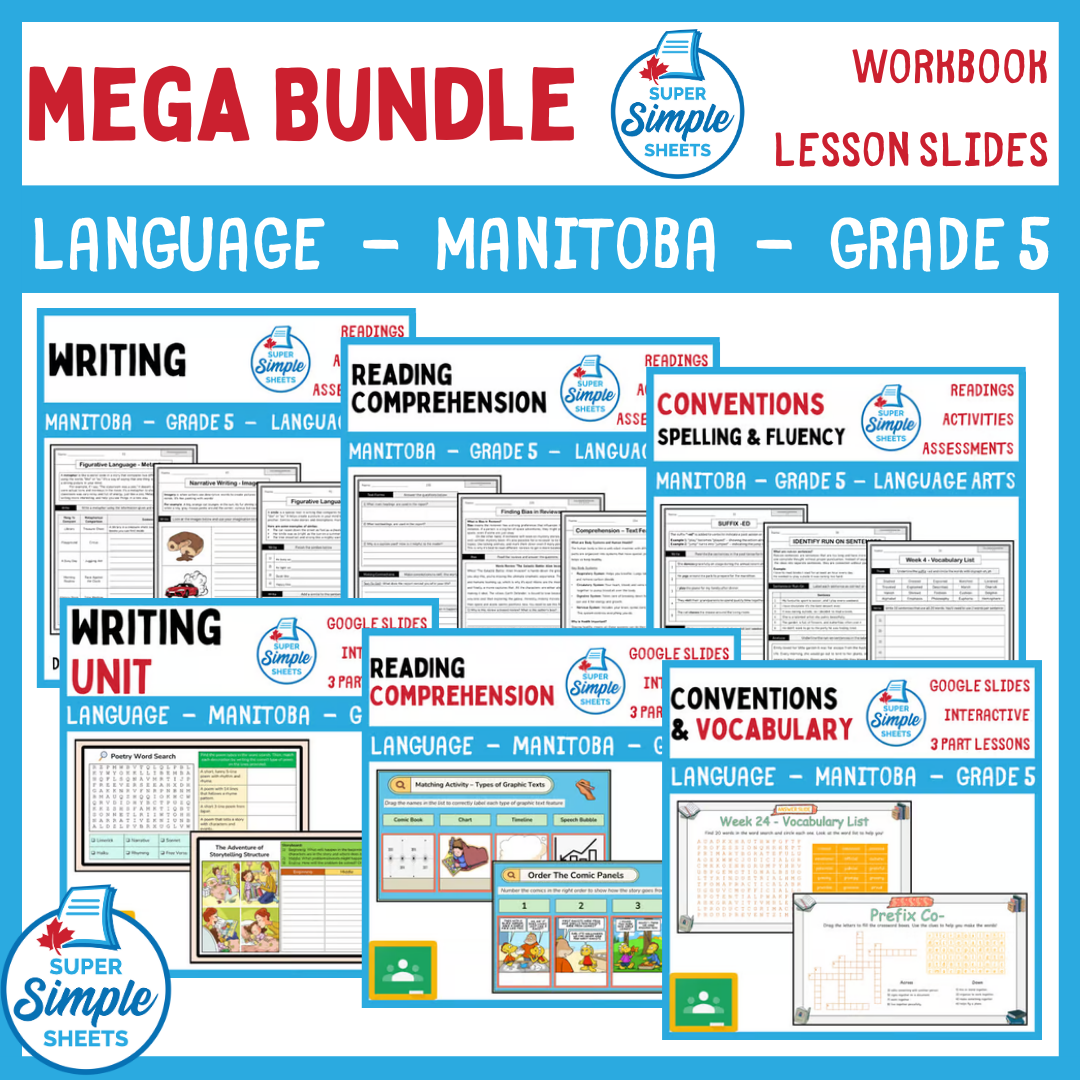 Grade 5 - Manitoba Language - Lessons/Workbook Mega Bundle
