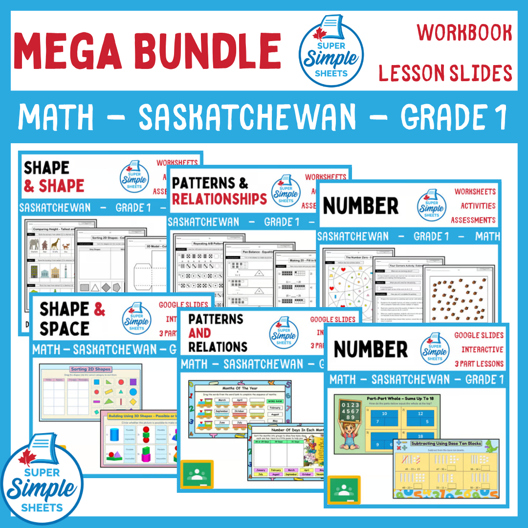 Grade 1 - Saskatchewan Math - Mega Bundle - Lessons/Workbook