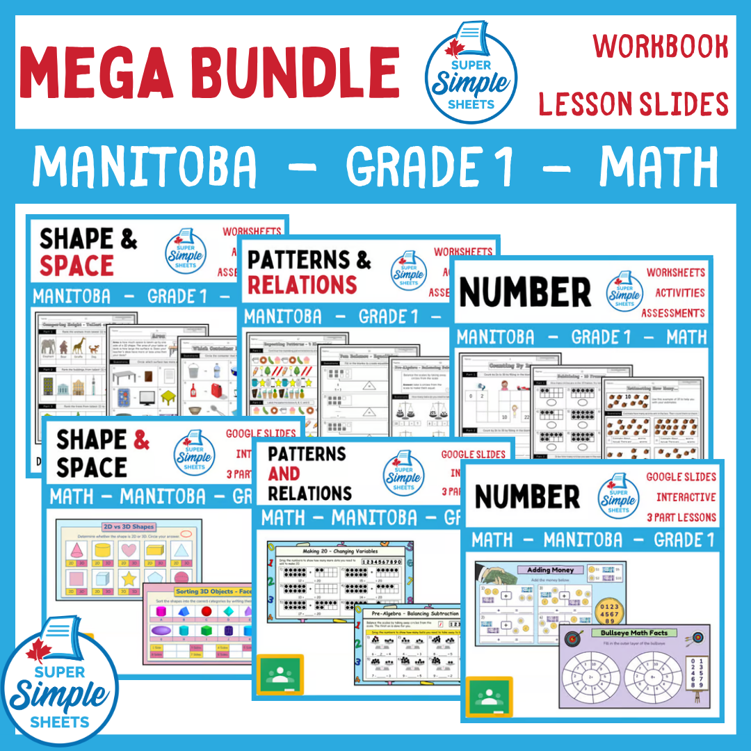 Grade 1 - Manitoba Math - Mega Bundle - Lessons/Workbook