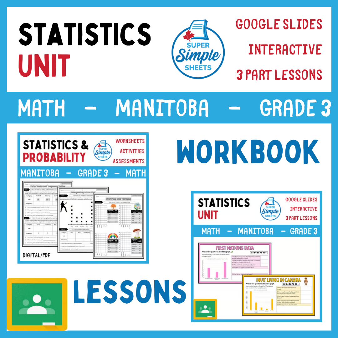 Grade 3 - Statistics Unit - Manitoba Math - Lesson/Workbook Bundle