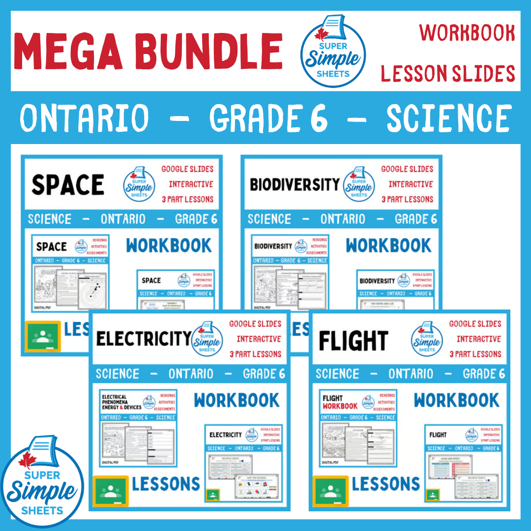 Grade 6 - Ontario Science - Lessons/Workbook Mega Bundle