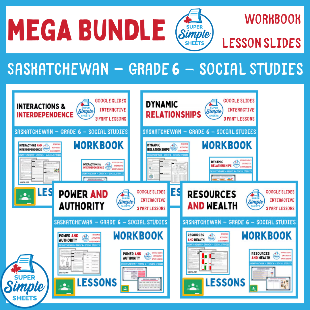 Grade 6 - Saskatchewan Social Studies - Lessons/Workbook Mega Bundle
