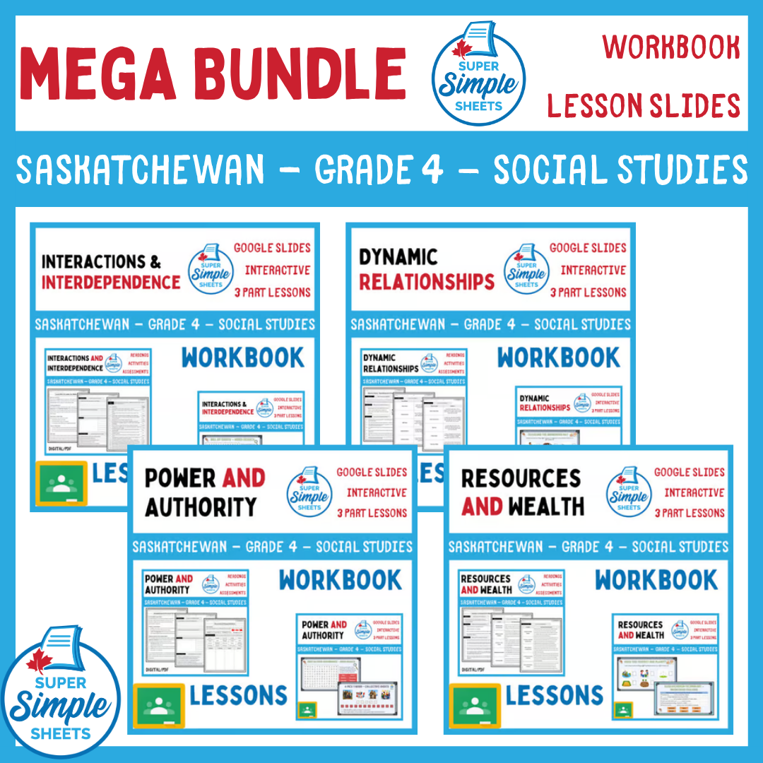 Grade 4 - Saskatchewan Social Studies - Lessons/Workbook Mega Bundle
