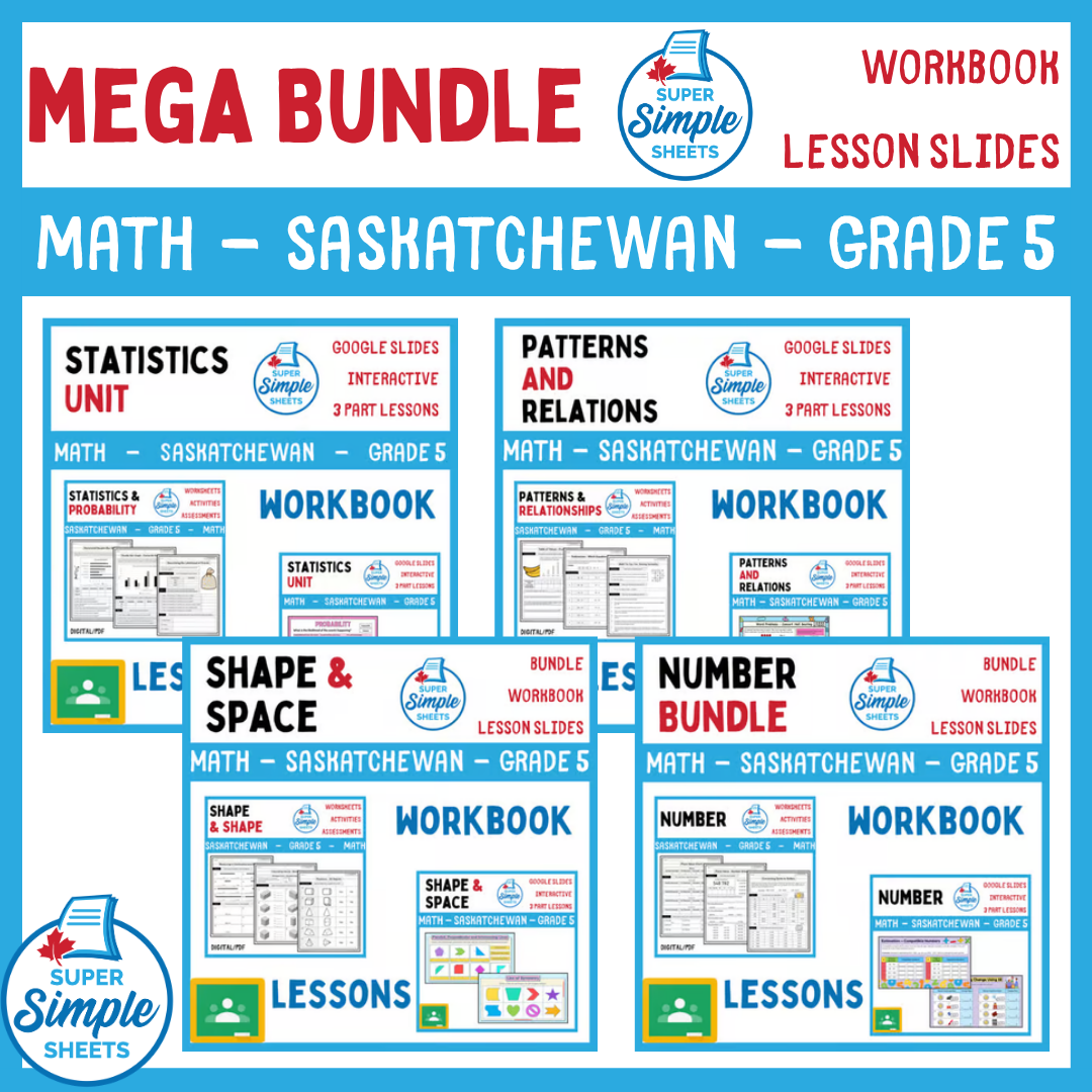Grade 5 - Saskatchewan Math - Lessons/Workbook Mega Bundle