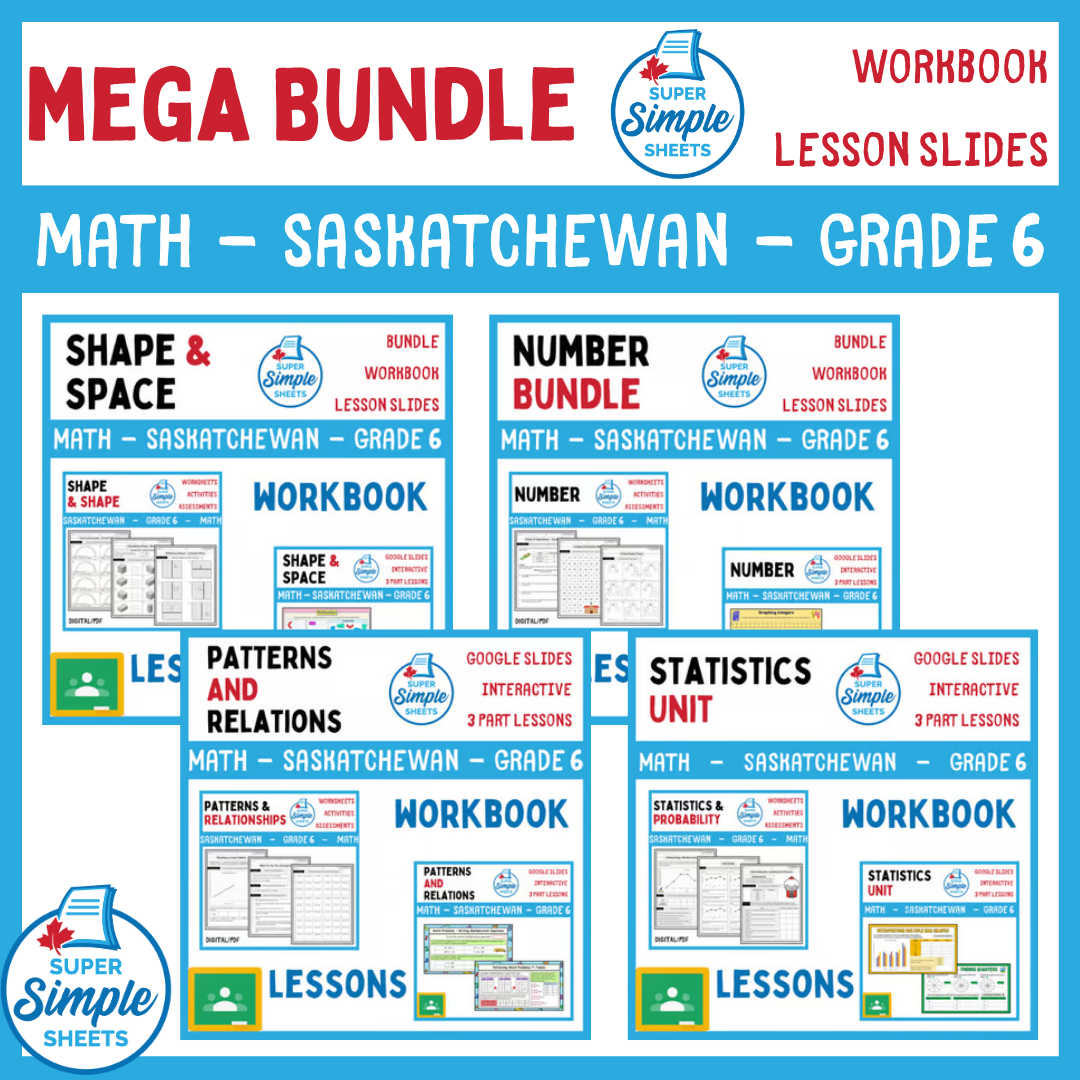 Grade 6 - Saskatchewan Math - Lessons/Workbook Mega Bundle