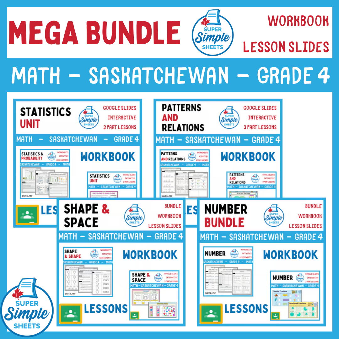 Grade 4 - Saskatchewan Math - Lessons/Workbook Mega Bundle