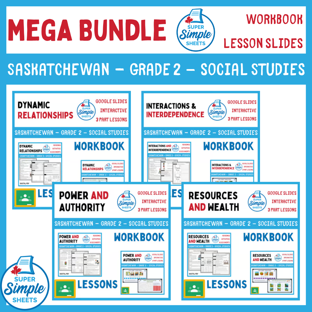Grade 2 - Saskatchewan Social Studies - Lessons/Workbook Mega Bundle