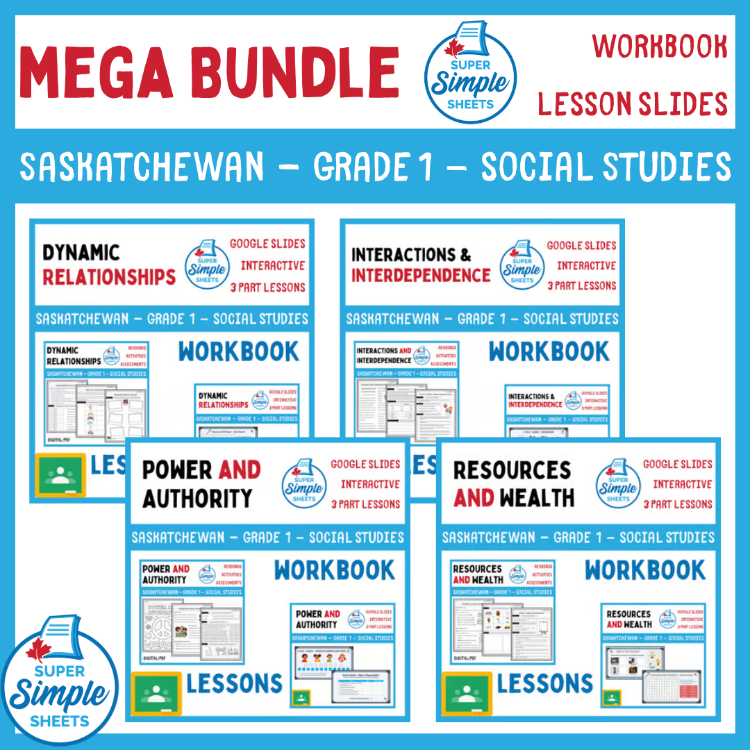 Grade 1 - Saskatchewan Social Studies - Lessons/Workbook Mega Bundle