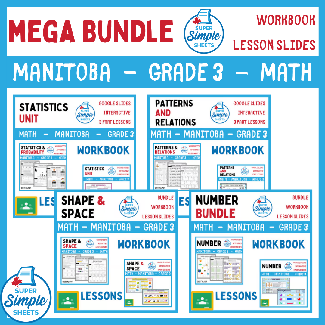 Grade 3 - Manitoba Math - Lessons/Workbook Mega Bundle