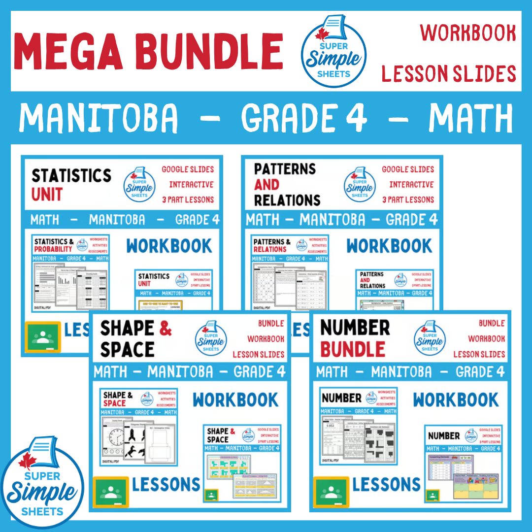 Grade 4 - Manitoba Math - Lessons/Workbook Mega Bundle