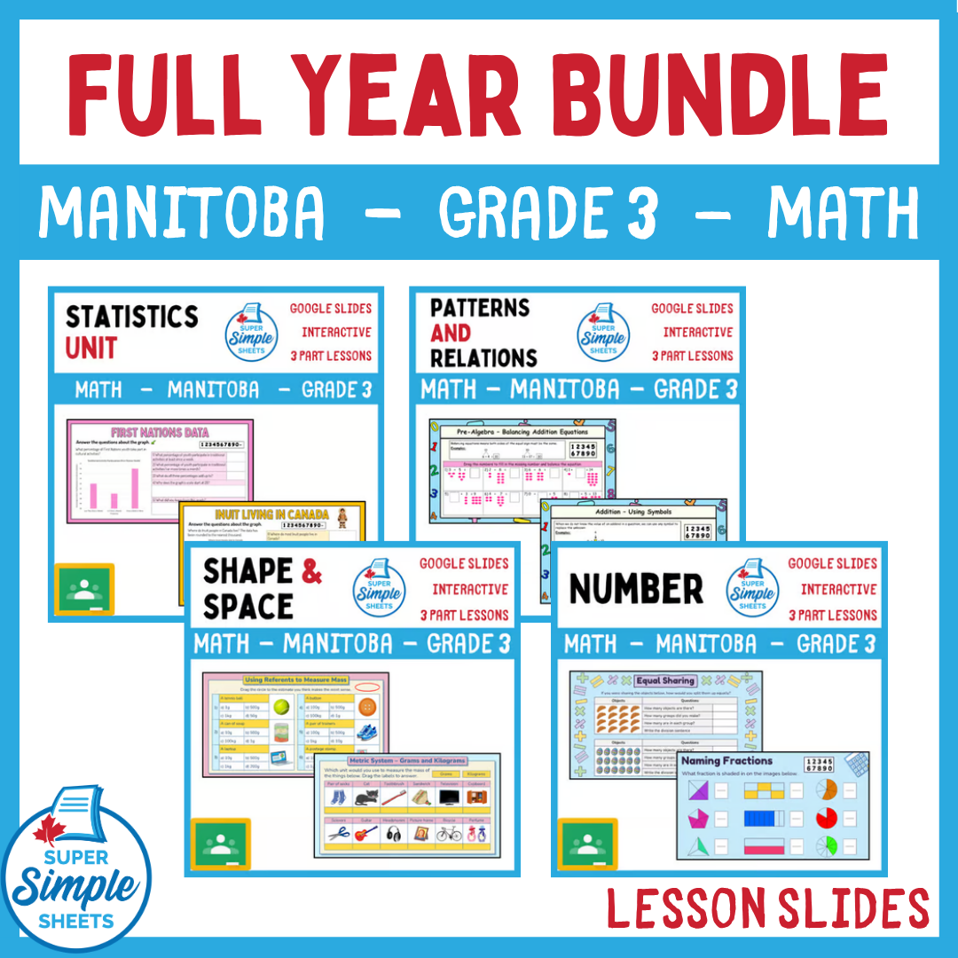 Grade 3 - Manitoba Math - Google Lesson Slides - Full Year Bundle
