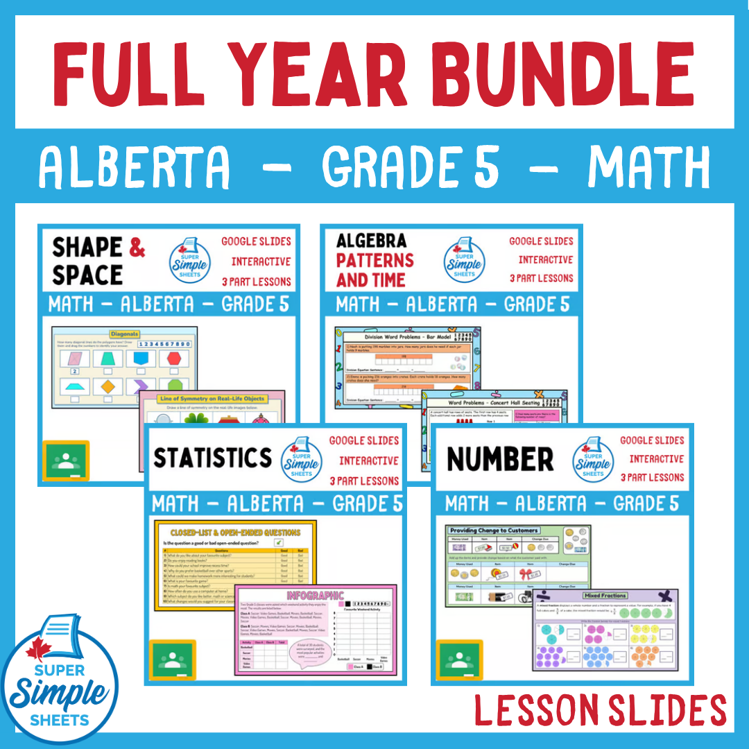 Grade 5 - Alberta Math - Google Lesson Slides - Full Year Bundle