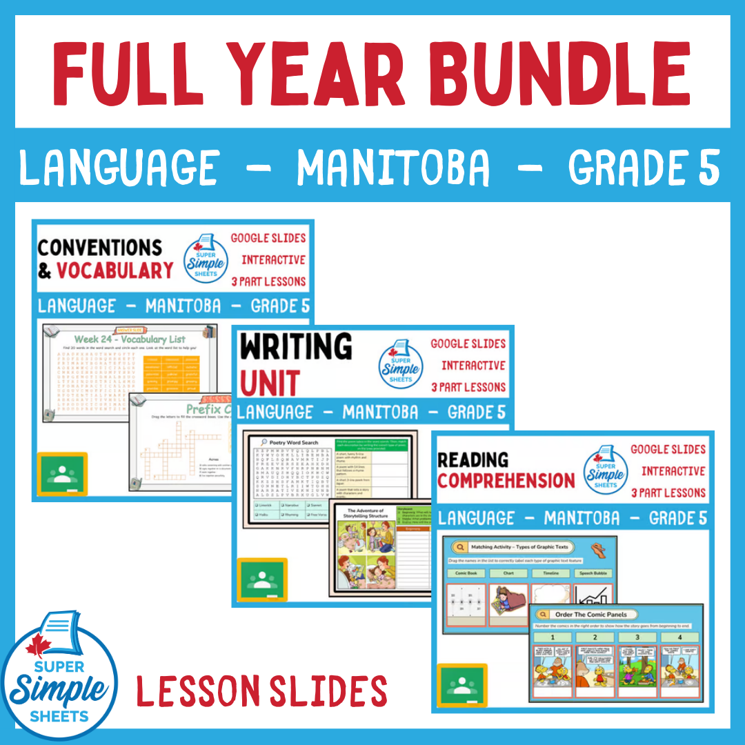 Grade 5 - Manitoba Language - Google Lesson Slides - Full Year Bundle