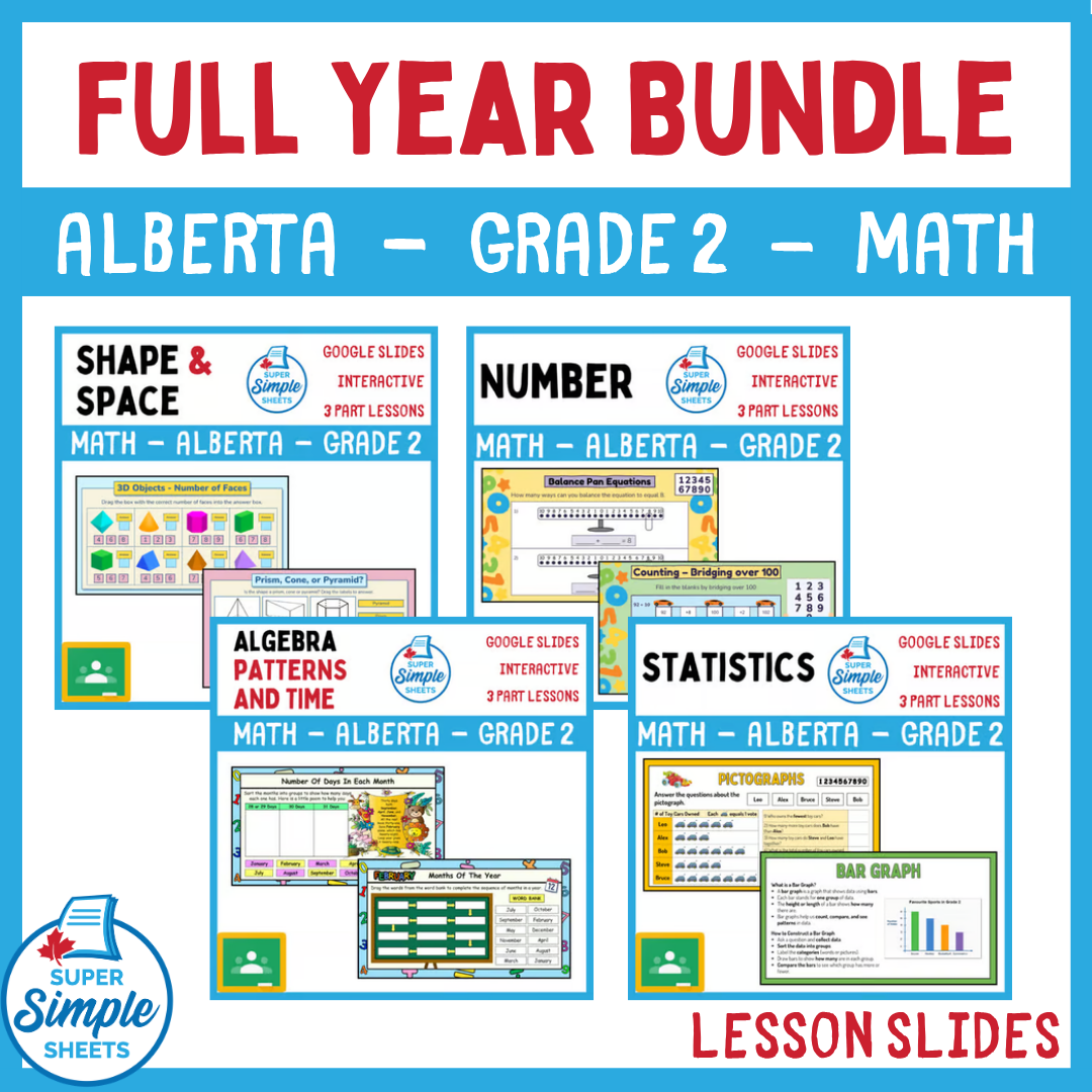 Grade 2 - Alberta Math - Google Lesson Slides - Full Year Bundle