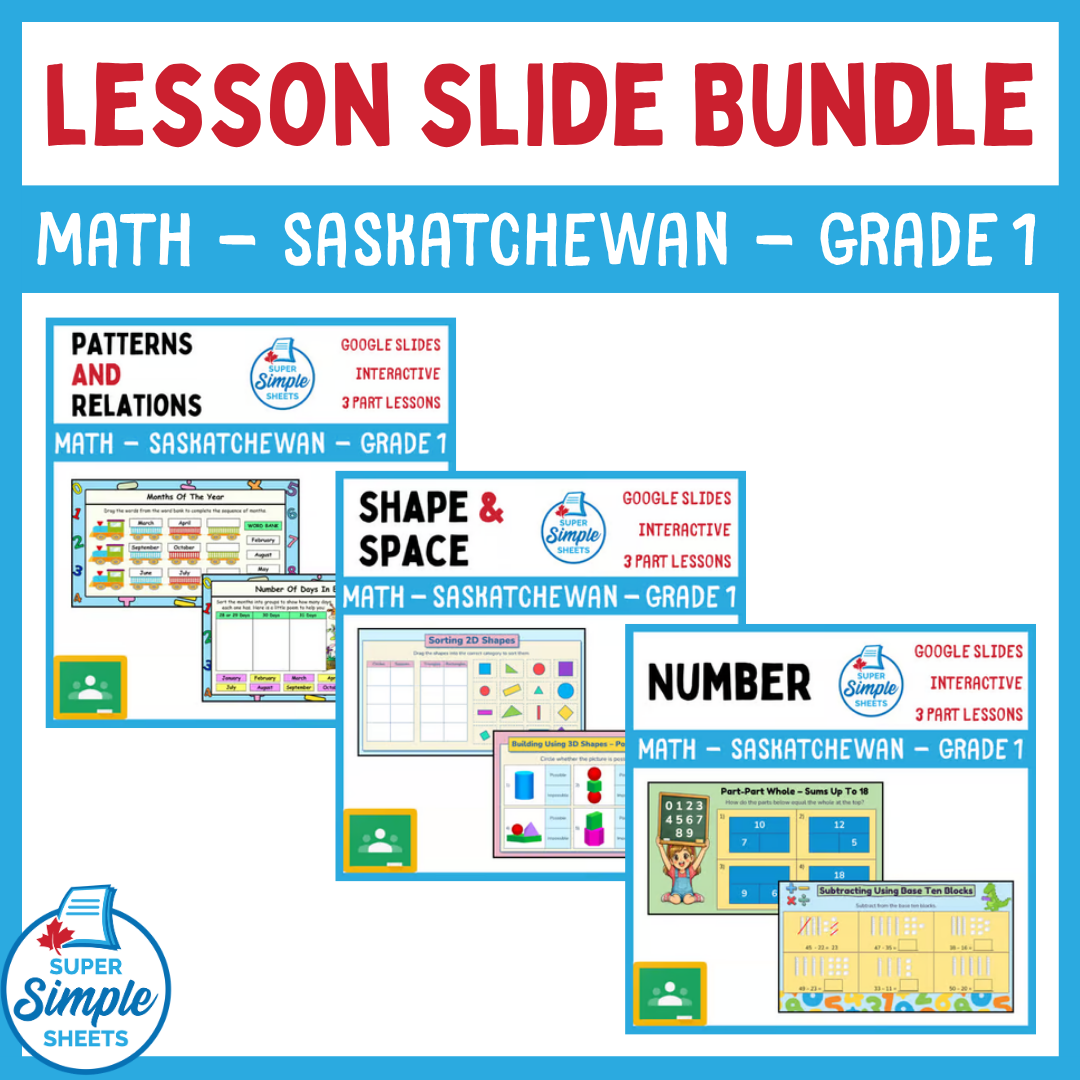 Grade 1 - Saskatchewan Math - Google Lesson Slide Bundle