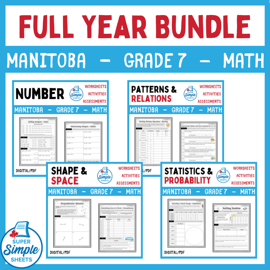 Manitoba Grade 7 Full Year Bundle - Math - GOOGLE AND PDF