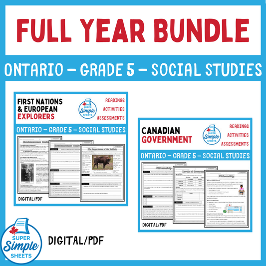 Ontario - Grade 5 - Social Studies - FULL YEAR BUNDLE