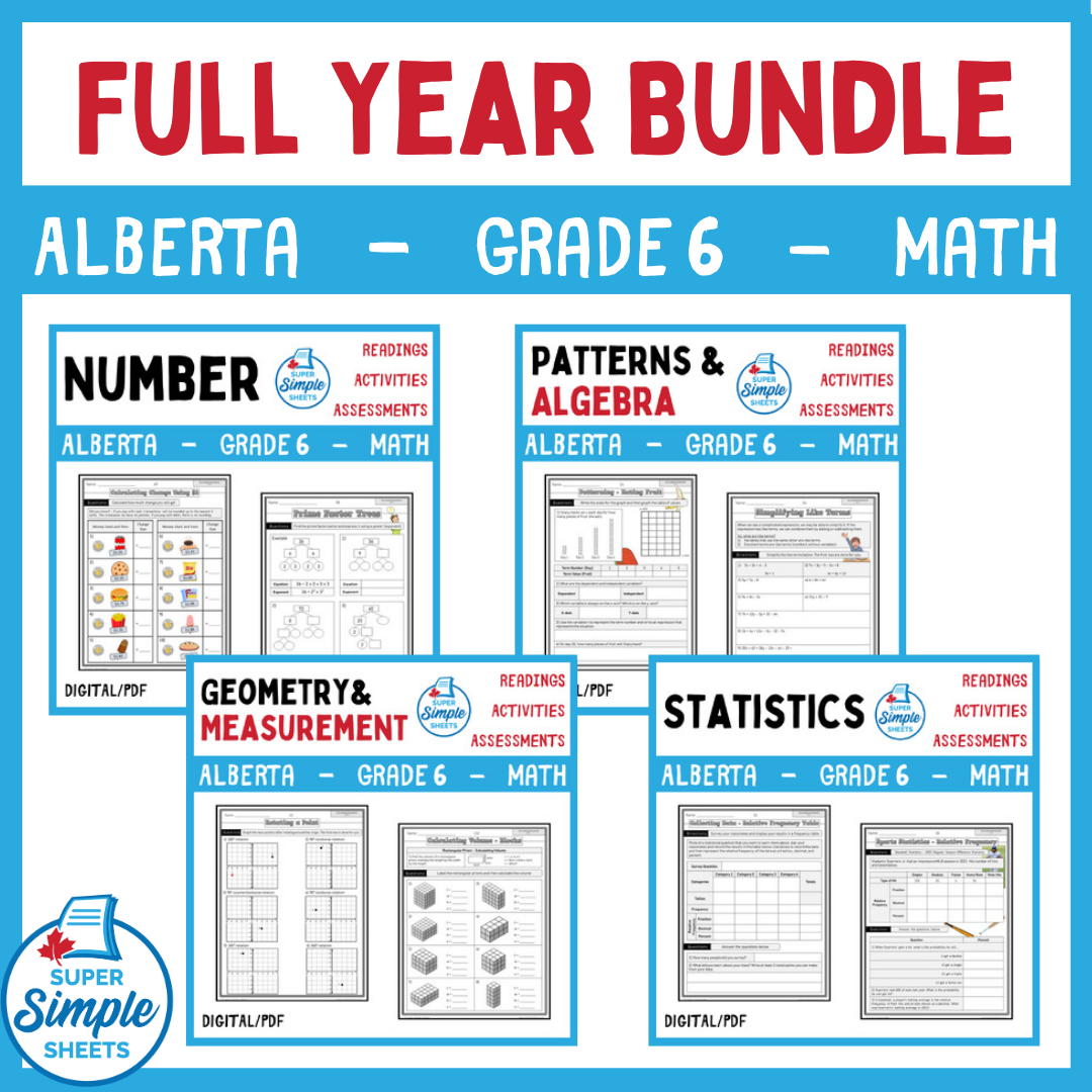 Grade 6 - Alberta Math - Full Year Bundle NEW 2022
