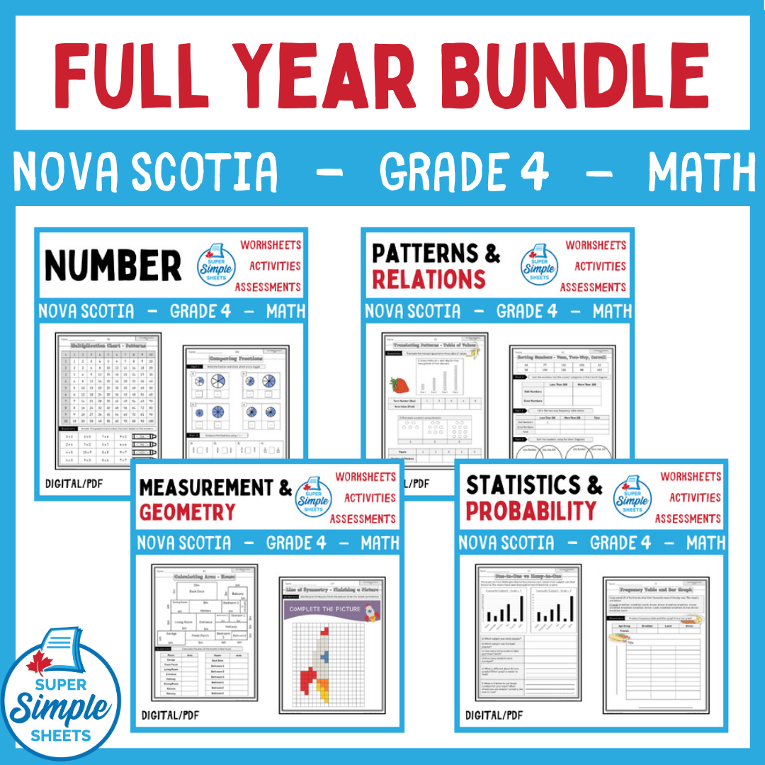 Nova Scotia Grade 4 Math - Full Year Bundle