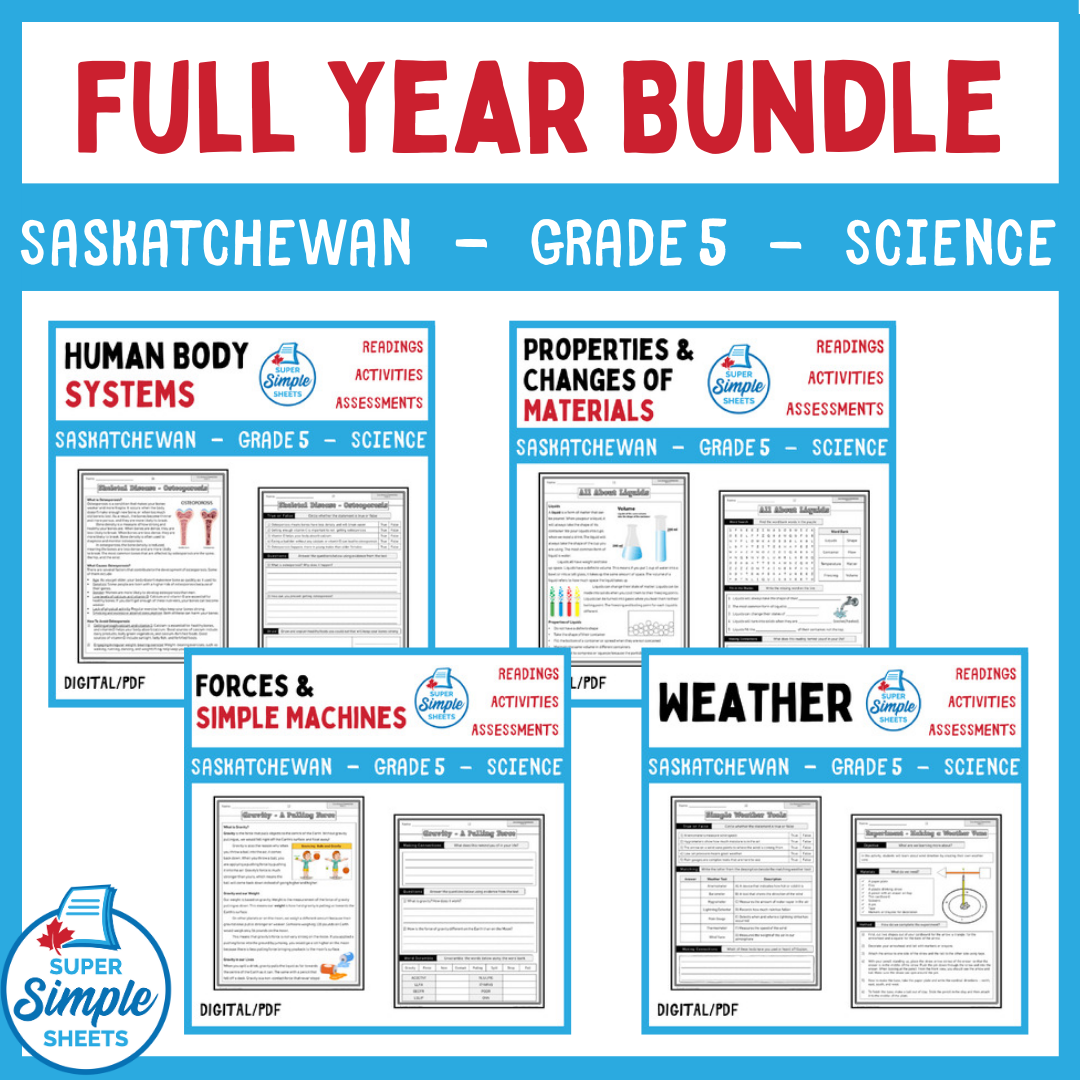 Saskatchewan Grade 5 Science - Full Year Bundle - GOOGLE/PDF INCLUDED