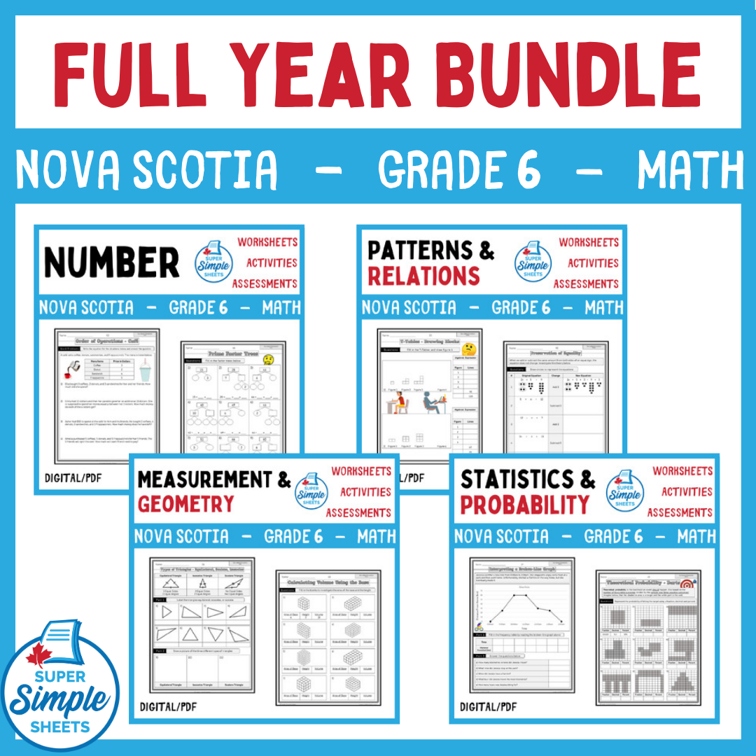 Nova Scotia Grade 6 Math - Full Year Bundle