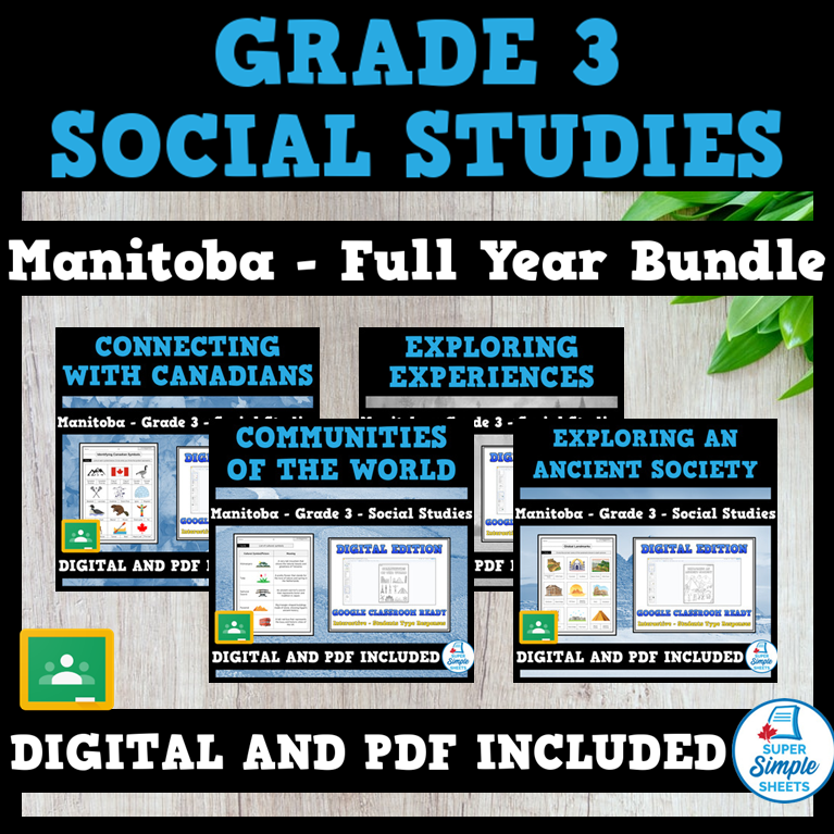 Manitoba Grade 3 Social Studies FULL YEAR BUNDLE Super Simple Sheets