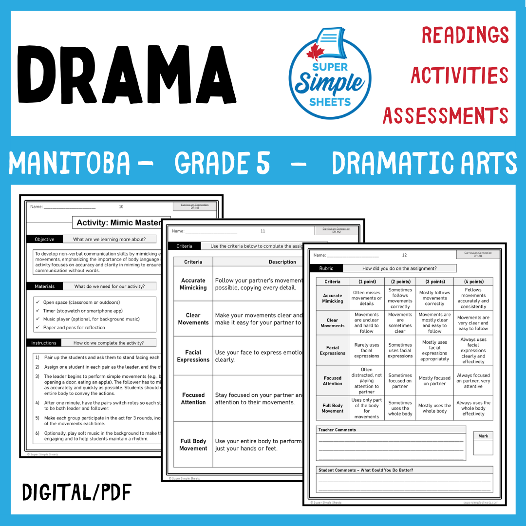Manitoba Dramatic Arts Curriculum - Grade 5 - Drama unit